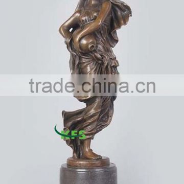 Bronze folk angel statue with vase