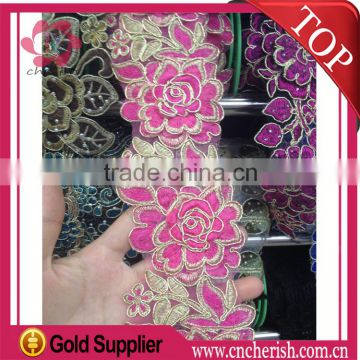 Good quality nice price africa lace purple and peach for ladie dress collar