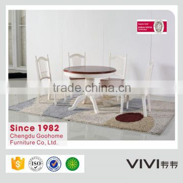 2016 high quality round solid wood classic luxury wooden dining room set