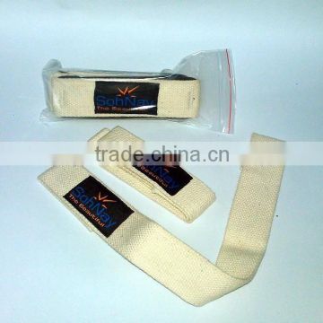 Natural White Weight Lifting Straps made by Heavy-Duty Cotton With & Without Padding