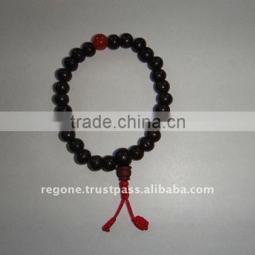 rosewood bracelate mala with Coral