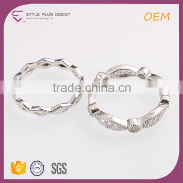 R63472K01 China wholesale jewelry silver plated two finger ring design for women