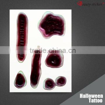 Temporary Tattoos Sticker Halloween Zombie Scars Tattoos With Fake Scab blood                        
                                                Quality Choice