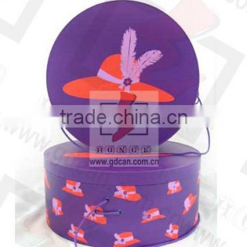 Custom high quality recycled paper round gift box hat paper box packaging
