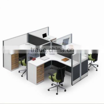 hot sale new design OEM T8 steel plate and glass L-Shape Office workstation furniture
