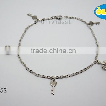 Olivia Jewelry High Quality And Low Price Stainless Steel Anklet With Stone Pendant