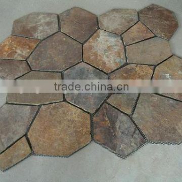 Rusty natural stone slate paving mat