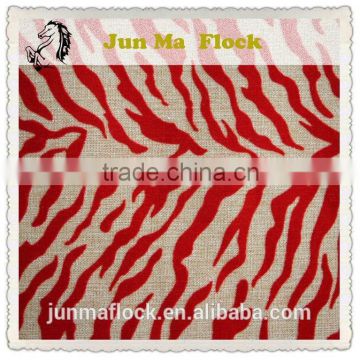 Junma red zebra-stripe pattern linen flocked car seat fabric