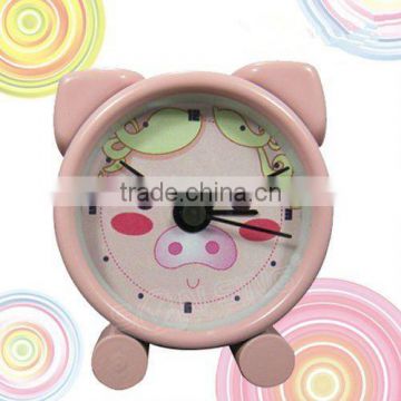Creative pocket pink pig metal clock