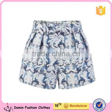 Wholesale Clothing Manufacturers Froal Printed Bow Front Womna Winter Hot Pants
