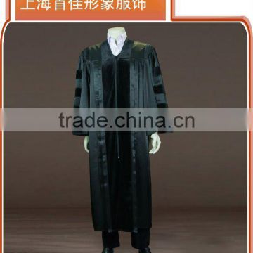 customized graduation gown high quality black gown