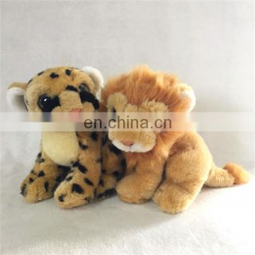 Cute Lifelike Fur Plush Leopard Toy To Kids Custom Stuffed Wild Animal Plush Lion Toy