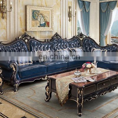 luxury style antique sofas golden antique leather living room sofa set furniture muebles