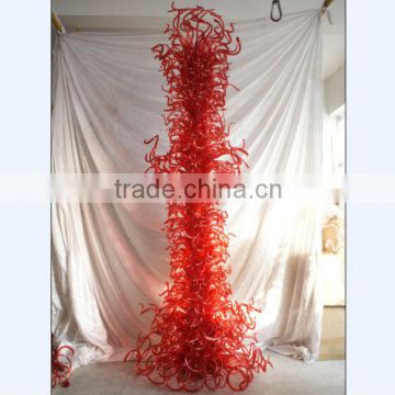 Red Tall Glass Sculpture in Blown Glass