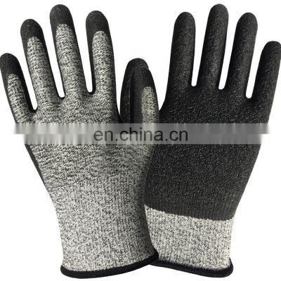 Gray HPPE Lined Smaller MOQ Gray Latex Palm ANSI A7 Anti Cut Resistant Safety Gloves