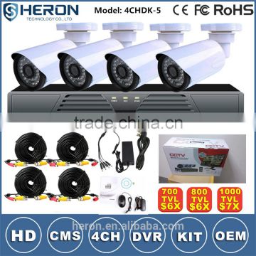 Home Security 700TVL 36pcs IR LEDs NightVison Camera 4CH Full D1 H.264 DVR Kit Day CCTV Camera