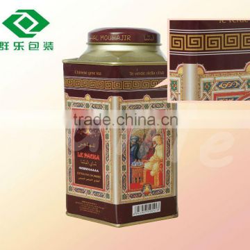 Hexagonal tea packing metal tins box with inner lid