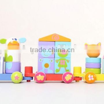 Wooden toy blocks trains