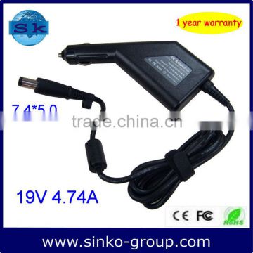for hp dc car battery charger 90W 19V 4.74A 7.4*5.0