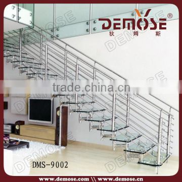 selling clear glass stairs discount/glass stair railing cost