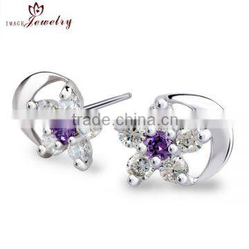 Newest design fashion silver earring, 2014 wholesale rhinestone women fashion earring