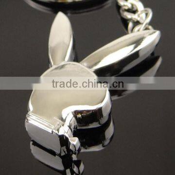 3D Rabbit Ear Keyring Silver Plating Animal Shaped Keychain