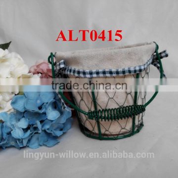 cheap small wire basket with handles for home decoration