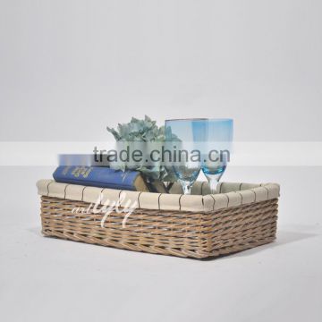2015 wholesale wicker storage basket with lining for home decoration