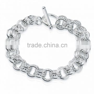 Hot selling thick bracelet in silver plated unisex bracelet