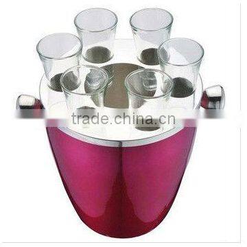 3.5L glass cheap stainless steel ice bucket