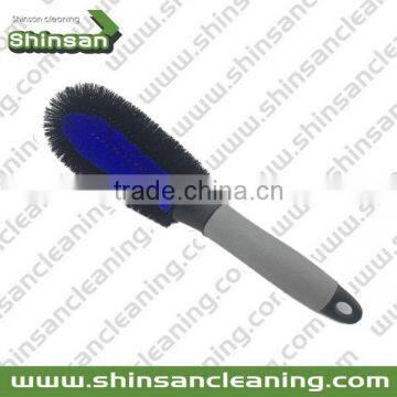 PP ,TPR blue+black+grey cleaning brush with plastic handle,wheel brush