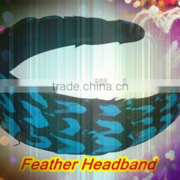 plain blue peacock Feather headband