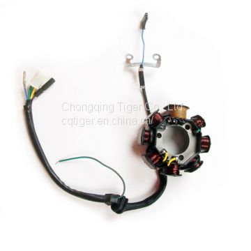 Motorcycle engine stator, magneto coil comp, 8 poles
