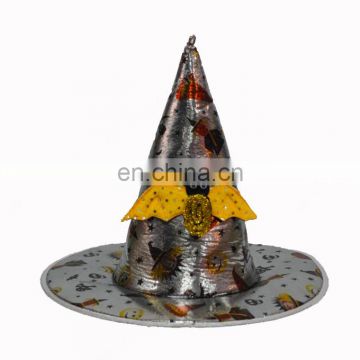 MCH-1155 Party funny wholesale adult silvery imprint witch Hat for Halloween