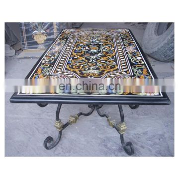 Exporter Stone Indian Marble Table Top With Iron Stand