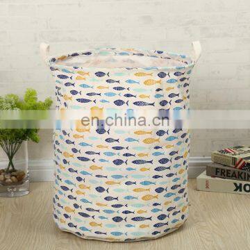colorful fish printed storage basket large waterproof cotton storage bin foldable customized modern laundry basket