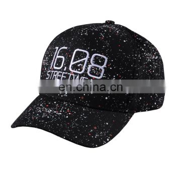 Embroidery cheap custom cool design baseball cap /paint splash baseball cap