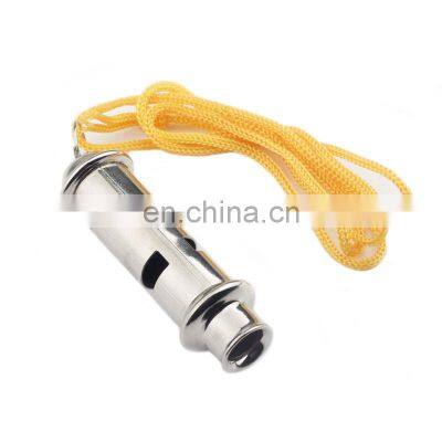 Factory wholesale sales of light outdoor sports, durable metal whistle with rope, suitable for judges and emergency survival