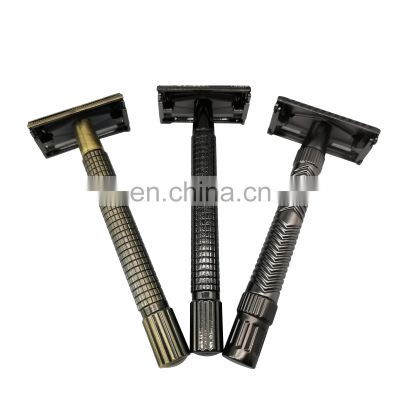 Retro-show Style Gun-black Double Edge Butterfly Safety Razor with Stainless Steel Blade