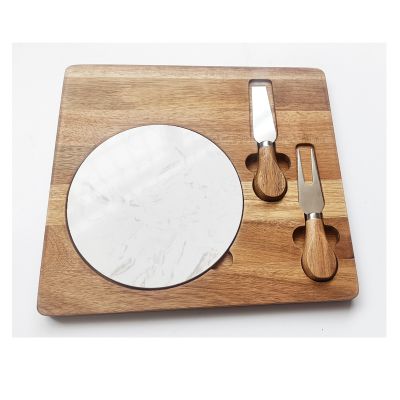Newest marble acacia wood cheese cutting board with knives set