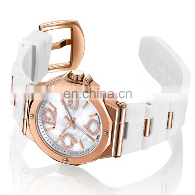 Manufacturers In China Ladies Wristwatches Fashion White Silicone Straps Quartz Watch Custom Brand Watch Woman