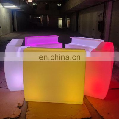 restaurant pub bistro outdoor Plastic Led curved Bar Table Illuminated Nightclub Furniture Glowing led Bar Counter