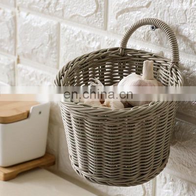 Hot Sale Hand woven vintage rattan basket wall hanging storage basket customized color cheap wholesale
