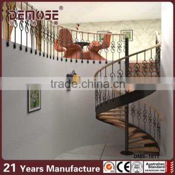 luxury interior wrought iron and wood stairs