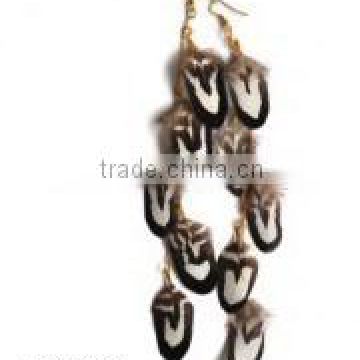 long natural pheasant feather plumes earrings