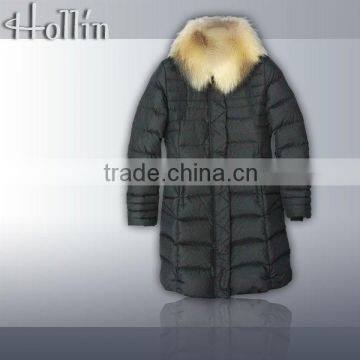 2016 Winter long women down jacket with real fur collar