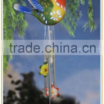 ceramic flying bird wind chime with garden solar powered led work lights