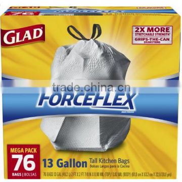 Glad Forceflex Tall Kitchen Drawstring Trash Bags, 13 Gallon, 76 Count