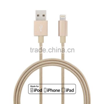 MFi certified c48 connector fabric braided Aluminum shell seamless usb sync/charging cable
