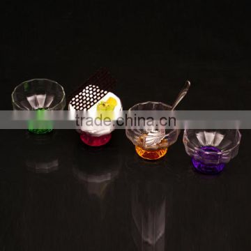 new design 4pcs glass ice cream bowl set with hand painted colored glass bowls for pudding